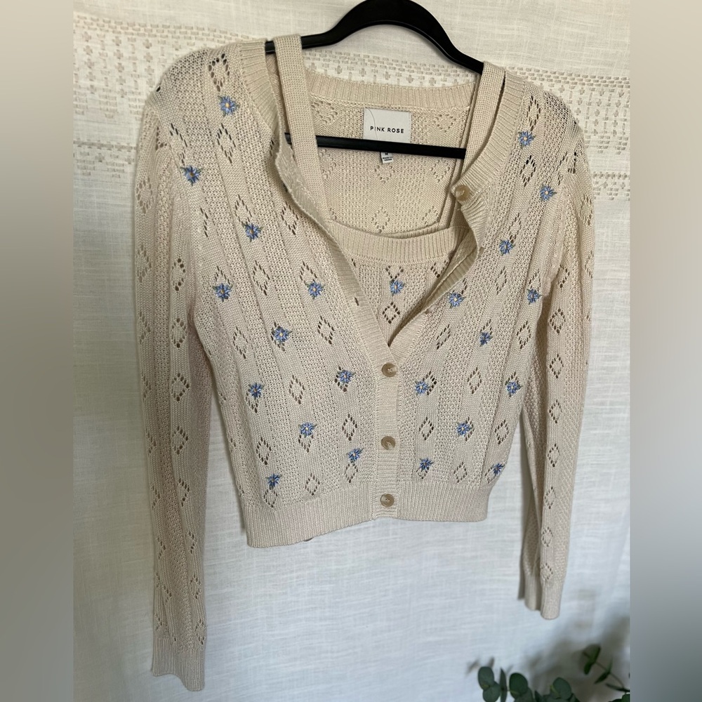 Cardigan & tank top floral set, cottage core